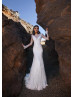 Long Sleeves Ivory Eyelash Lace Dreamy Wedding Dress